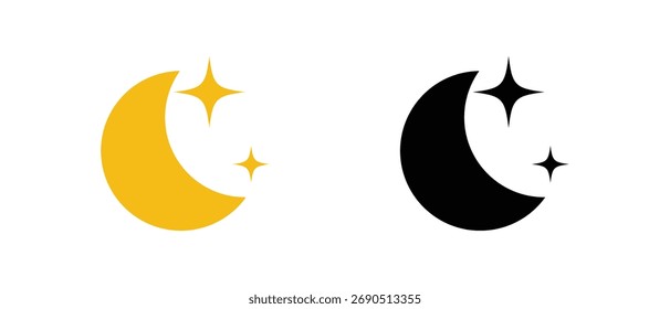 Mondsymbolsatz, Mond mit Sternsymbolen.