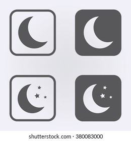 Moon icon set with stars . Vector illustration