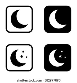 Moon icon set with stars . Vector illustration