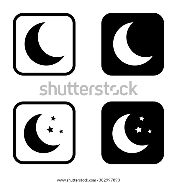 Moon icon set
with stars . Vector
illustration