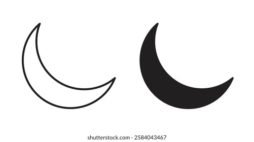 Moon icon set in thin line. vector illustrations for web