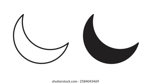 Moon icon set in thin line. vector illustrations for web