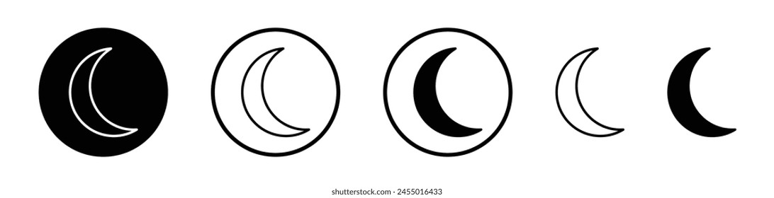 Conjunto de iconos de luna. Varias fases desde la luna creciente hasta la luna llena.