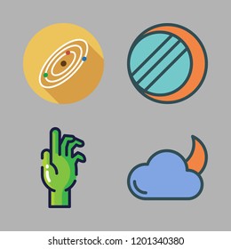 moon icon set. vector set about zombie, solar system, cloudy night and eclipse icons set.