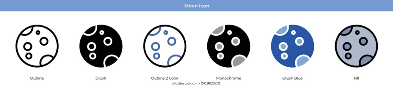 Moon Icon Set Vector Design
