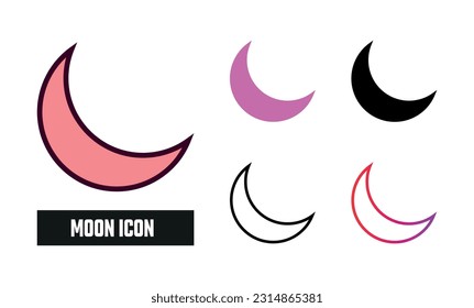 Moon Icon Set Vector Illustration