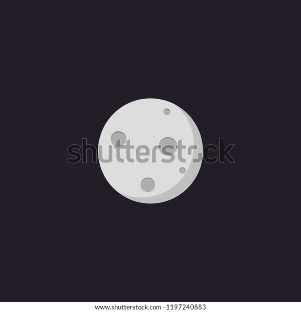 Moon icon with\
shadow. Vector\
illustration