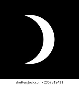 Moon icon. Sickle lunar phase of crescent Moon. Vector Illustration