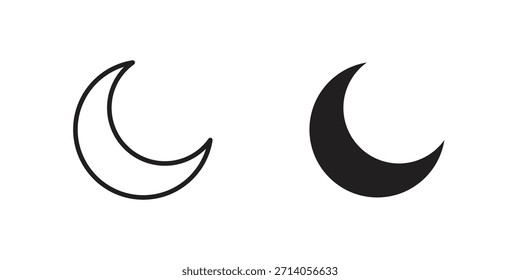 Moon icon silhouette vector designs. Editable Strokes