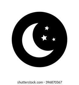 Moon icon with stars in circle. Vector illustration