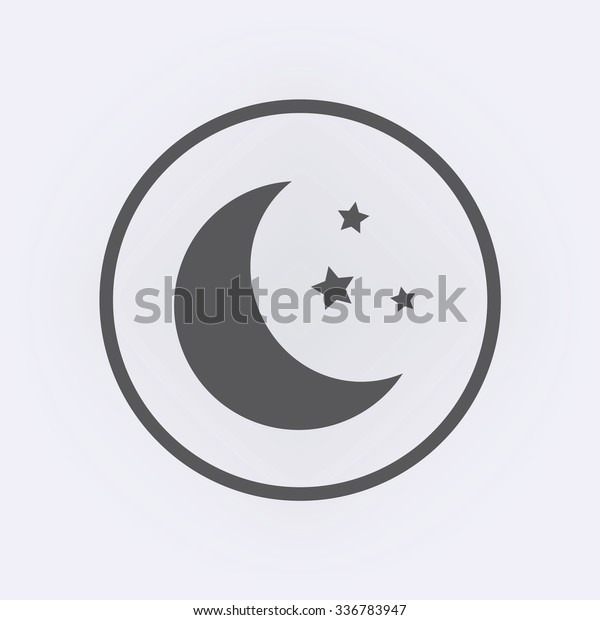 Moon icon
with stars in circle. Vector
illustration