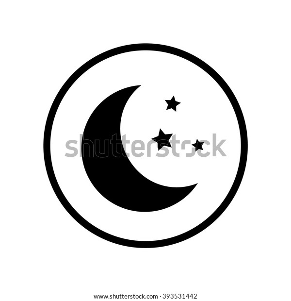 Moon icon\
with stars in circle. Vector\
illustration