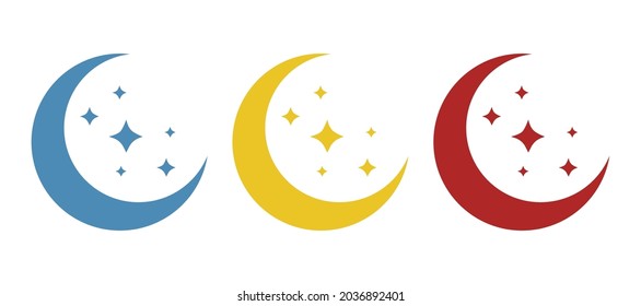 moon icon with stars on a white background, vector illustration