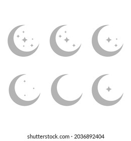 moon icon with stars on a white background, vector illustration