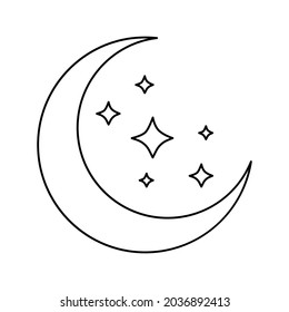 moon icon with stars on a white background, vector illustration