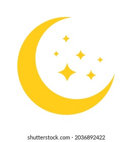 moon icon with stars on a white background, vector illustration