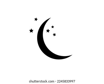 Moon icon with stars. Space vector with stars and moon isolated on white background