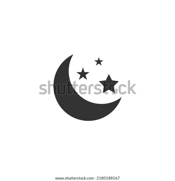 Moon\
icon. Moon and stars vector icon on\
background.