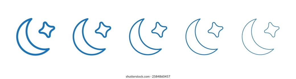 Moon icon Symbol collection thin outline set