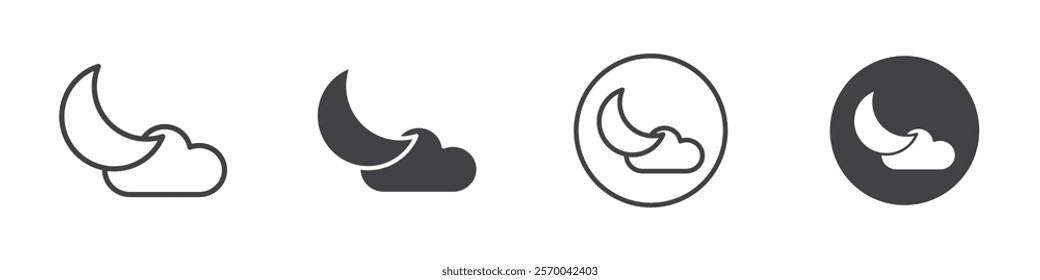 Moon icon Thin line art isolated