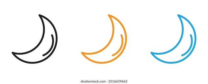 Moon icon Thin line illustration set