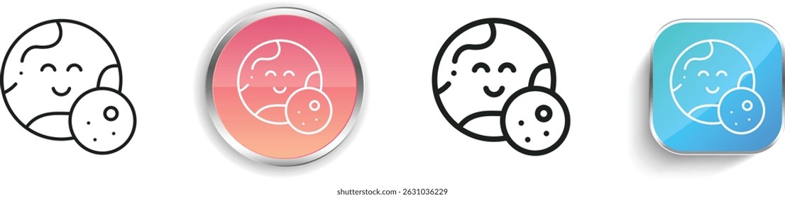 moon icon. Thin Linear, Regular and Button Style Design Isolated On White Background