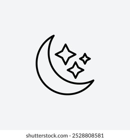 Moon icon in tree different line stroke sizes.