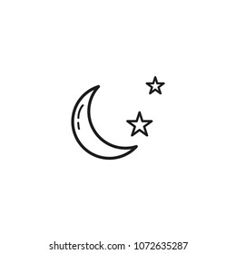 moon icon in trendy flat design 