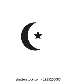 Moon Icon In Trendy Flat Style Isolated On Grey Background. Nighttime Symbol For Your Web Site Design, Logo, App, UI. Vector Illustration,