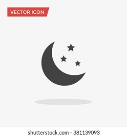 Moon Icon In Trendy Flat Style Isolated On Grey Background. Nighttime Symbol For Your Web Site Design, Logo, App, UI. Vector Illustration, EPS10.