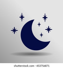 Moon Icon in trendy flat style isolated on grey background. Nighttime symbol for your web site design, logo, app, UI. Vector illustration, EPS10.