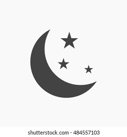 Moon Icon In Trendy Flat Style Isolated On Grey Background. Nighttime Symbol For Your Web Site Design, Logo, App