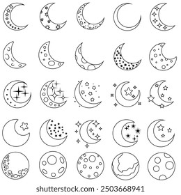Moon icon vector. Celestial Moon illustration sign. Retro Moon symbol or logo.