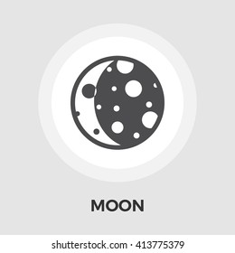 Moon icon vector. Flat icon isolated on the white background. Editable EPS file. Vector illustration.