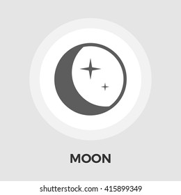 Moon icon vector. Flat icon isolated on the white background. Editable EPS file. Vector illustration.