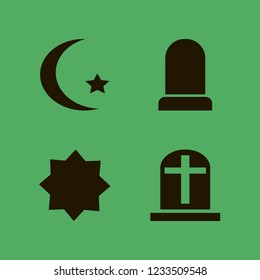 moon icon. moon vector icons set islam symbol, grave and islamic star