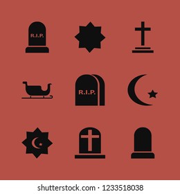 moon icon. moon vector icons set graves, islamic star, grave and islam symbol