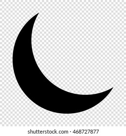 Moon icon vector illustration. Black on transparent background.