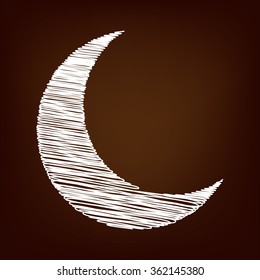 Moon icon. Vector illustration with chalk effect