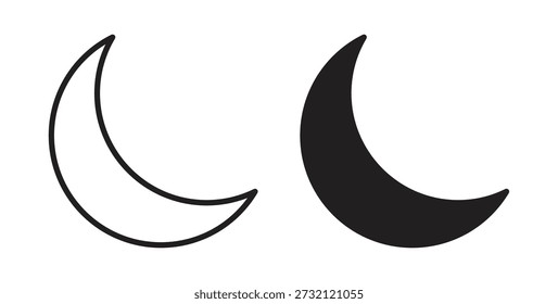 Ícone da Lua. Ilustração vetorial, plana e traçada