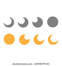 Moon icon vector. Illustration of full moon, half round and crescent moon. On a blank background and can be edited again.