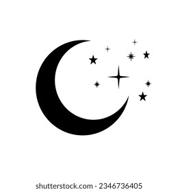 Moon icon vector illustration on white background in Flat design style.