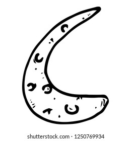 Moon icon. Vector illustration of a part of the moon, eclipse. Hand drawn part of the moon.