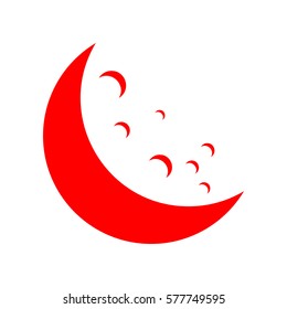 Moon icon vector illustration. Vector. Red icon on white background. Isolated.