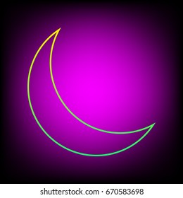 Moon icon vector illustration. Vector. Yellow-green gradient linear icon on magenta light as background