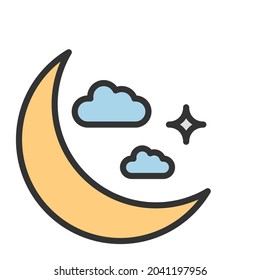 Moon icon vector image. Can also be used for Seasonal. Suitable for mobile apps, web apps and print media.