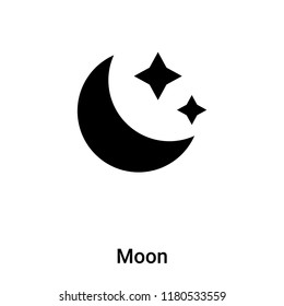 Moon icon vector isolated on white background, logo concept of Moon sign on transparent background, filled black symbol