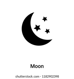 Moon icon vector isolated on white background, logo concept of Moon sign on transparent background, filled black symbol