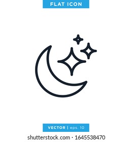 Moon Icon Vector Logo Design Template. Editable Stroke