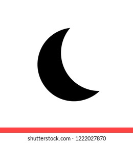 Moon icon vector, night symbol. Simple, flat design for web or mobile app